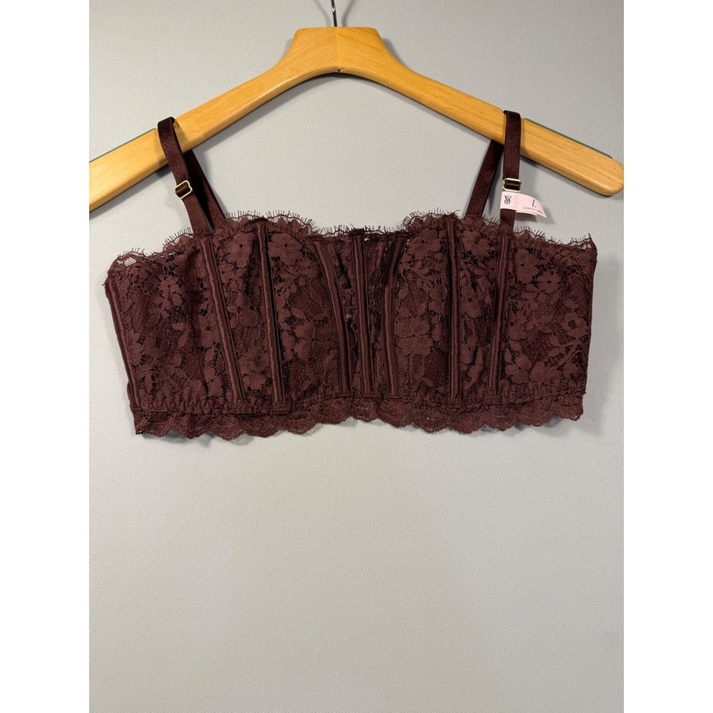 Victorias Secret Dream Angels Lace Corset Top Brown L Lightly Lined Wireless